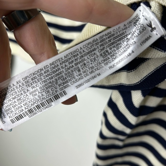 Zara Striped Crop Blue White Knit Size Medium - Picture 5 of 7